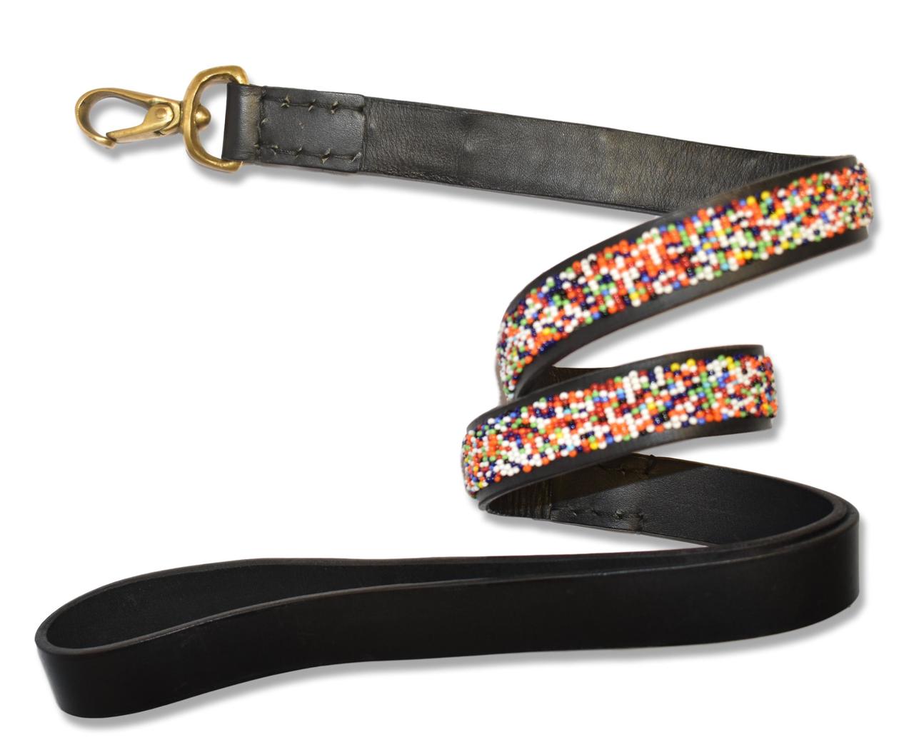 Beaded Leather Dog Lead
