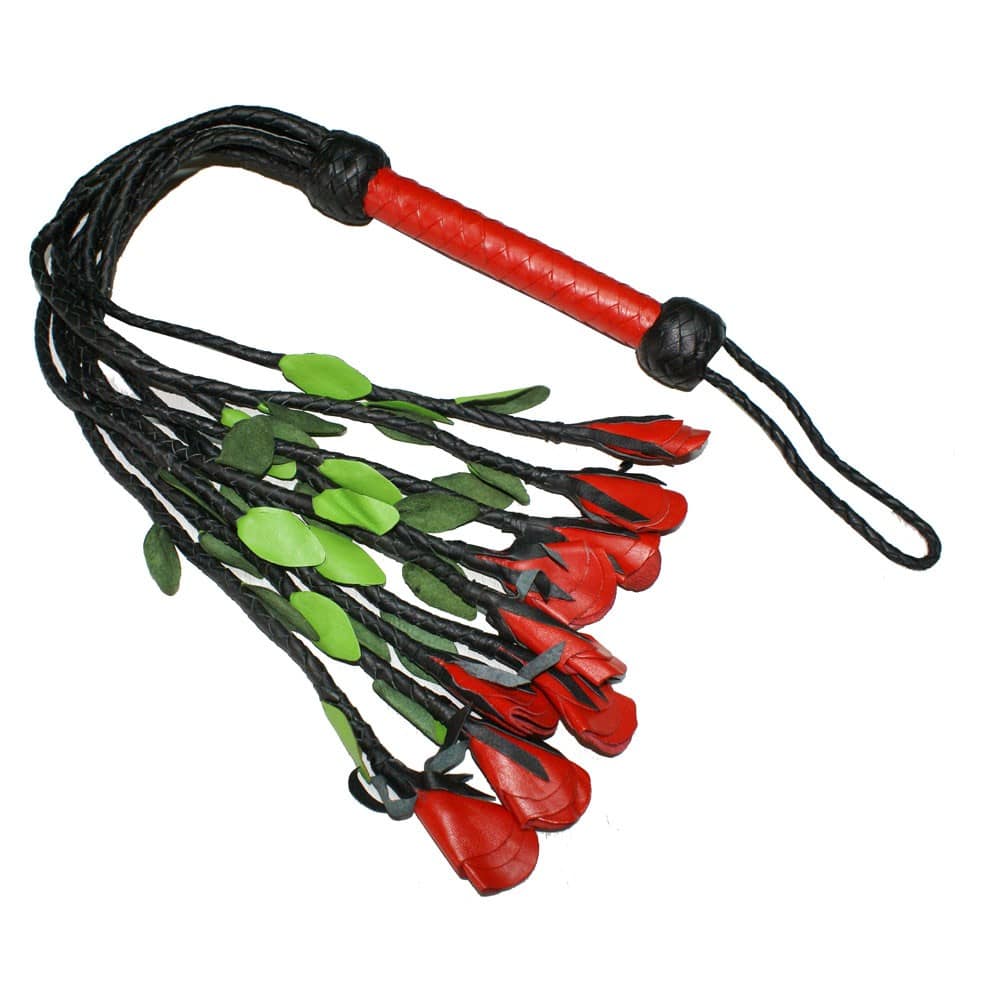 Leather green & Red Rose